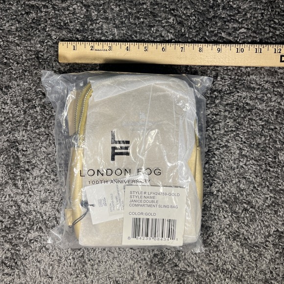 London Fog Janice Gold Sling Bag Crossbody Double Compartment NWT $68 - Picture 6 of 6